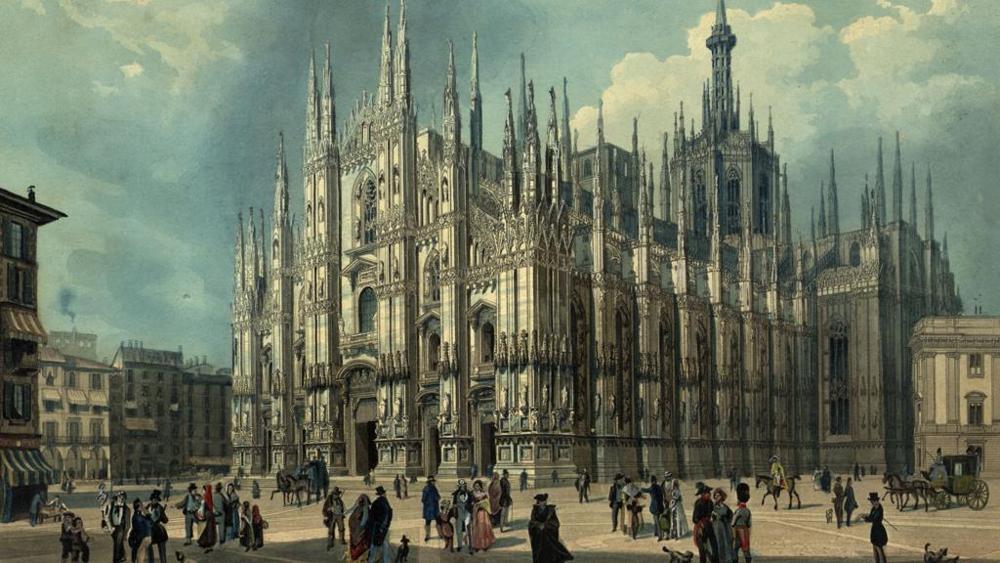 Dibujo antiguo del Duomo de Milán