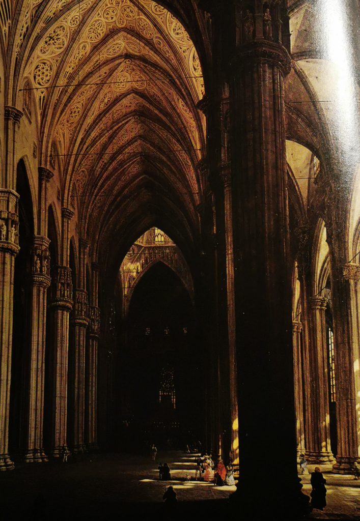 Pintura de Giovanni Migliara, el interior del Duomo en el 1800