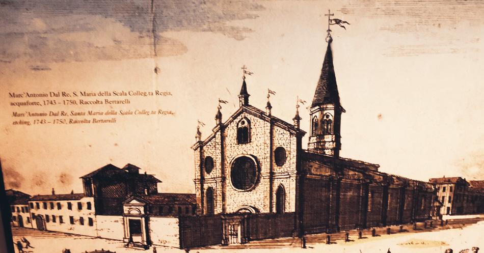 Dibujo de la Iglesia della Scala, Museo del Teatro de La Scala, Milán